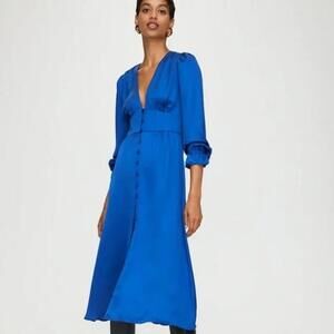 Aritzia Wilfred Maxine Long Sleeve Satin Midi Dress